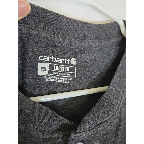 Carhartt Shirt Mens 2XL Gray Henley Loose Fit Workwear Outdoor K84026 - Picture 3 of 5